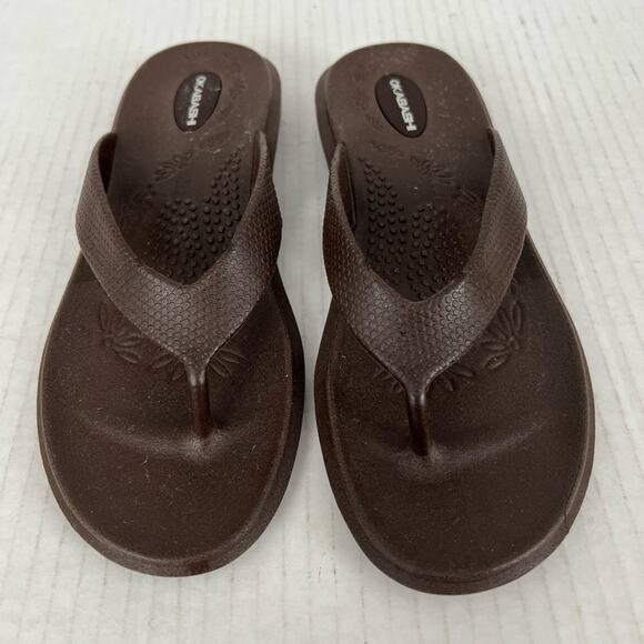 Oka B Okabashi Elle Brown Thong SlipOn Slides Flip Flop Sandal M (7-7.5) - Picture 8 of 10